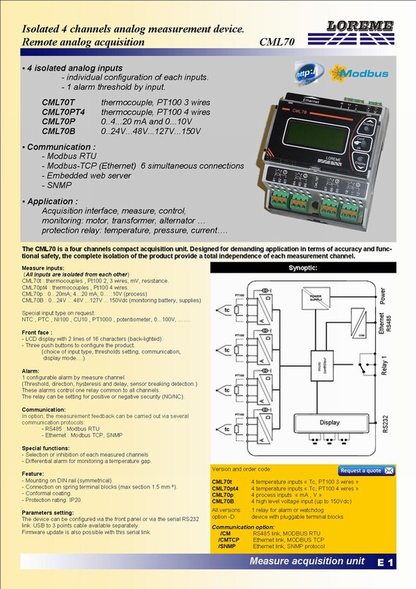 Capteur Web – Thermomètre avec interface Ethernet